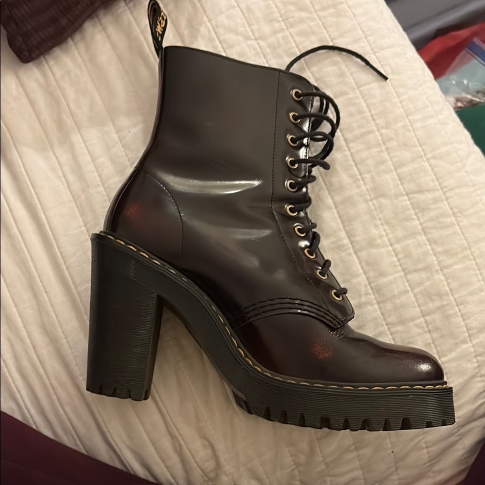 Dr. Marten’s women’s boots, size 37 Bordeaux Heeled, Kendra Style Patent Leather